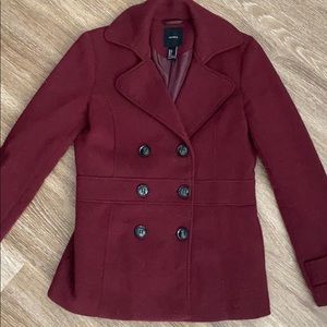 Forever21 button up peacoat in maroon